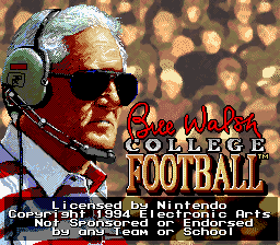 Bill Walsh College Football (USA) Title Screen